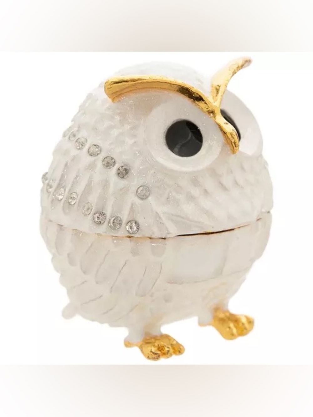 New White and Gold Owl Trinket Box - Picture 2 of 5